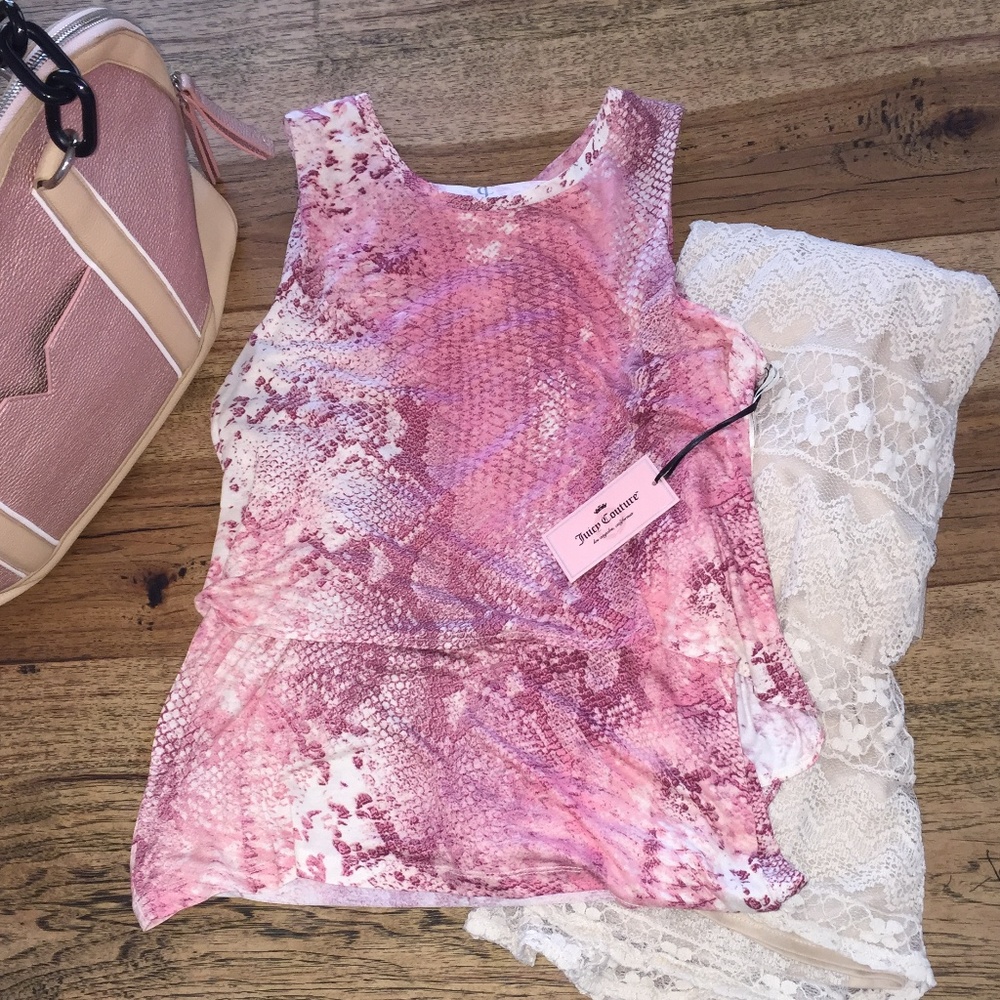 Juicy Couture pink snakeskin print tank